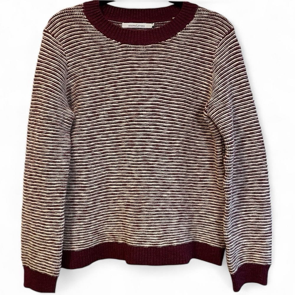 Stitches & Stripes‎ Maroon Cotton Knit Cozy Fisherman Sweater Small NWOT